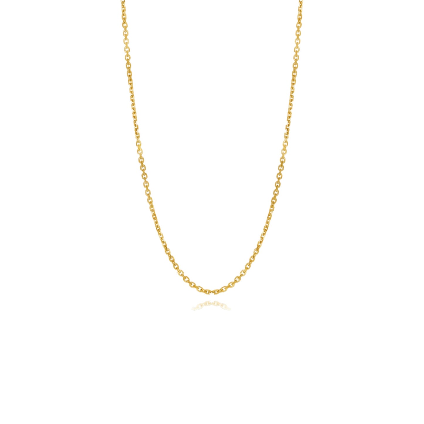 Gold chain necklace on a white background
