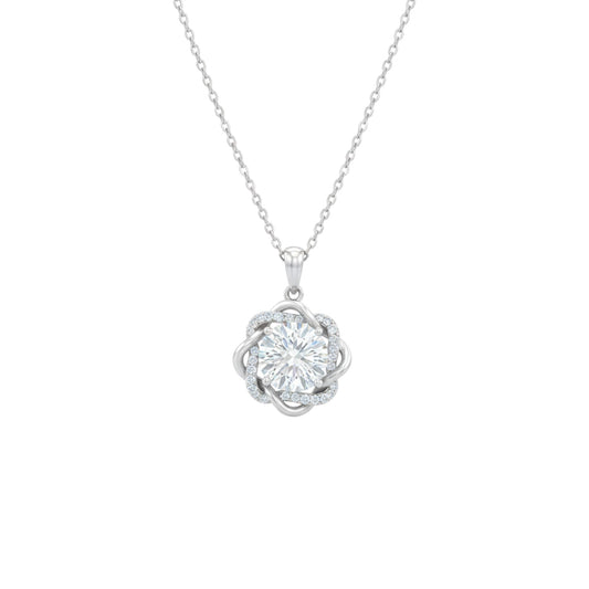 Moonstone Moissanite Necklace in 925 Sterling Silver