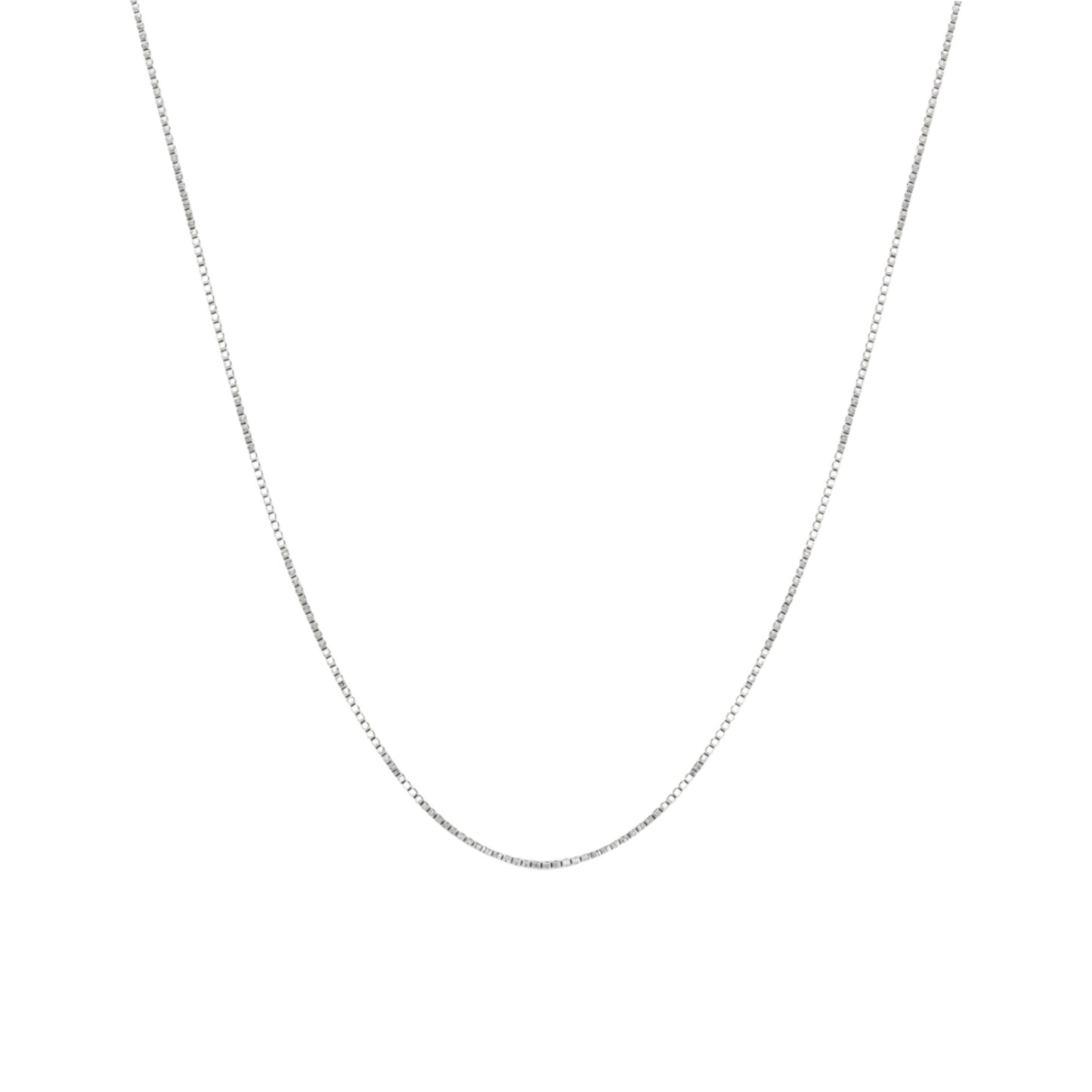 Silver chain necklace on a white background