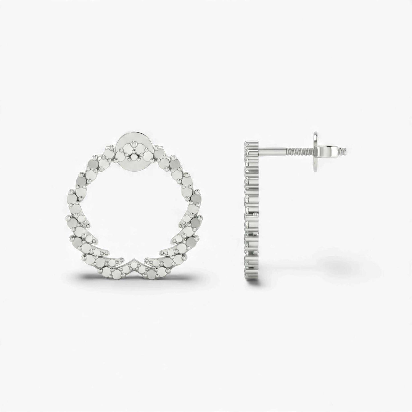 Silver hoop earrings on a white background