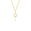 Gold necklace with a unique pendant on a white background