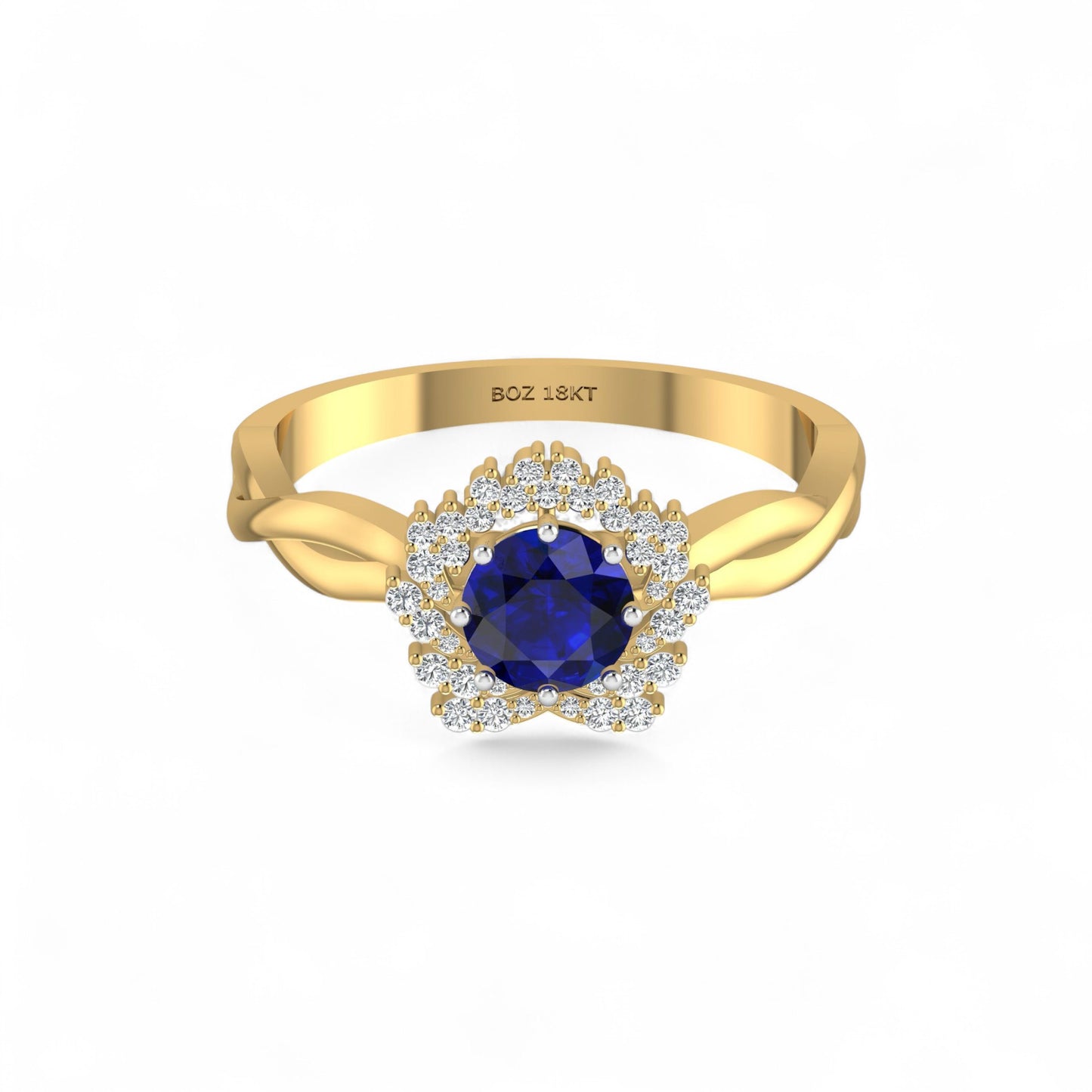 BOZ Forever Natural Diamond Gemstone Engagement Ring in 18K Gold