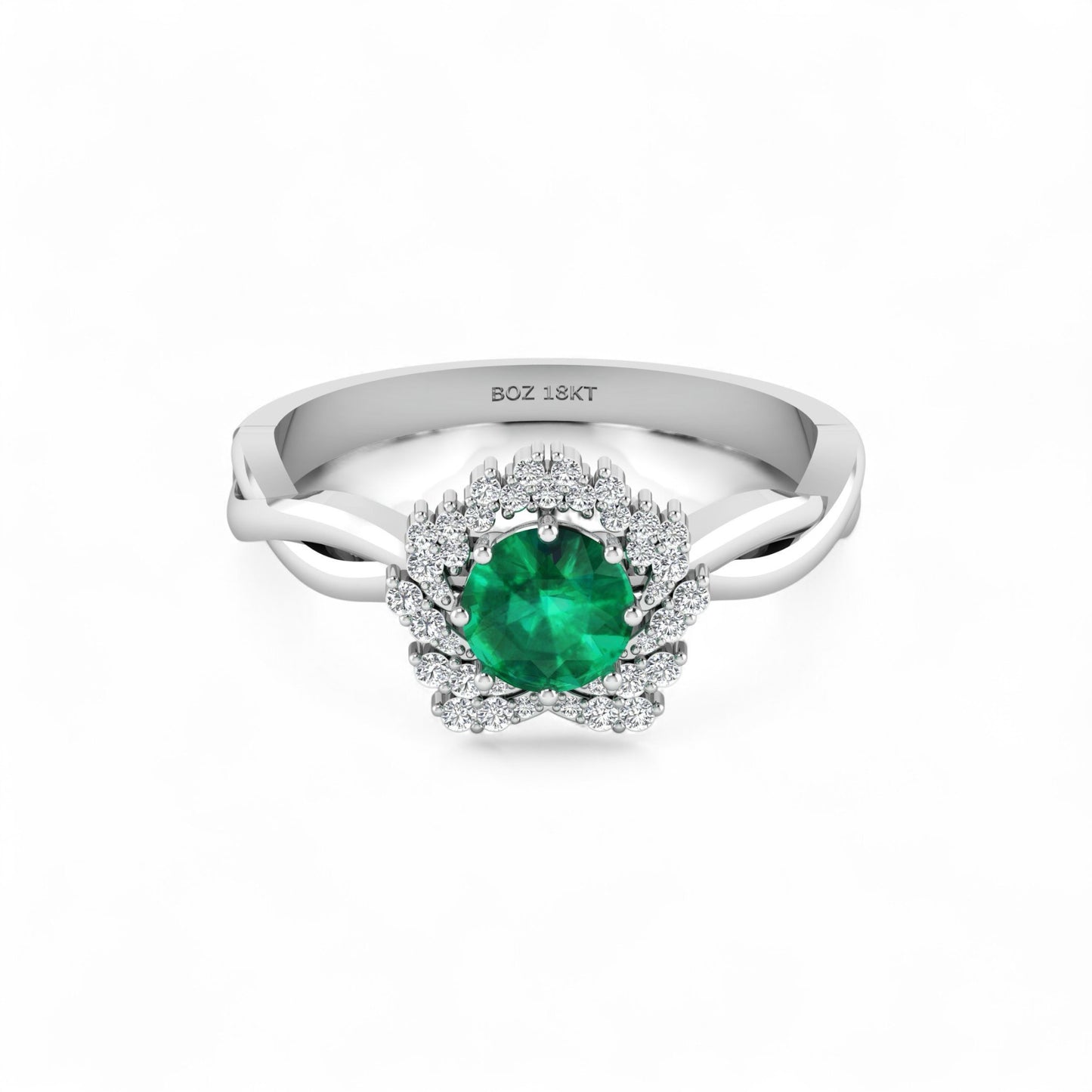 BOZ Forever Natural Diamond Gemstone Engagement Ring in 18K Gold