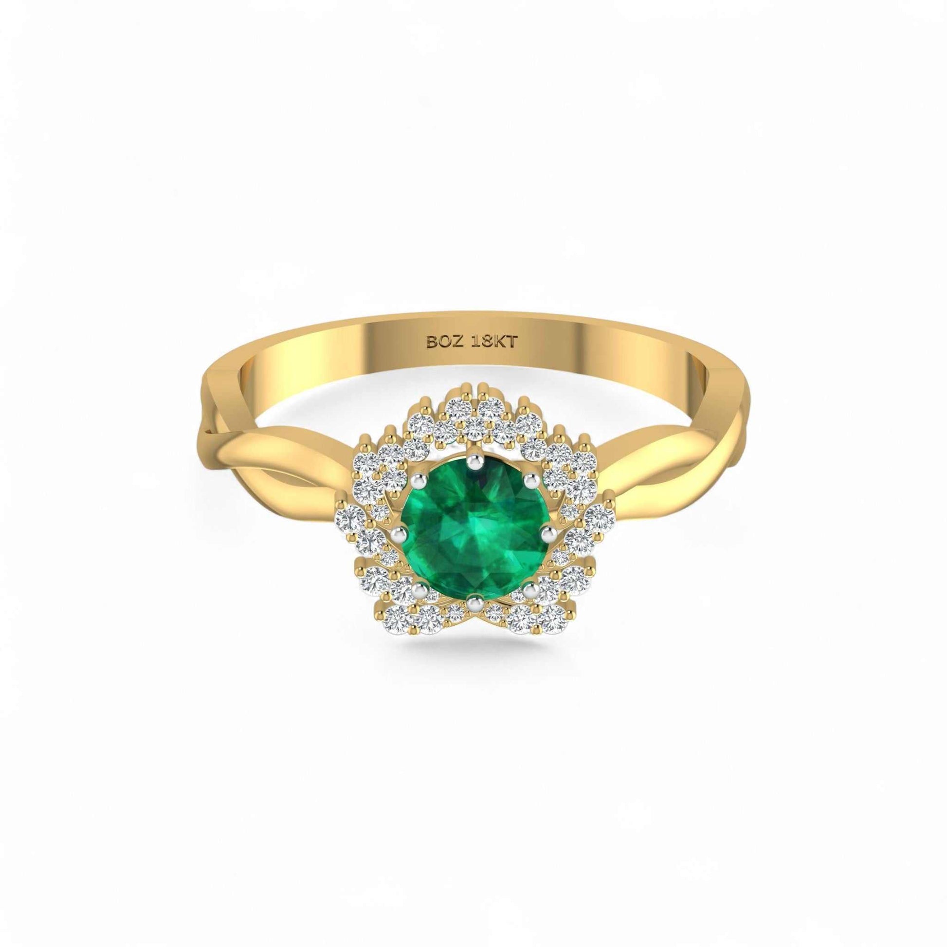 BOZ Forever Natural Diamond Gemstone Engagement Ring in 18K Gold