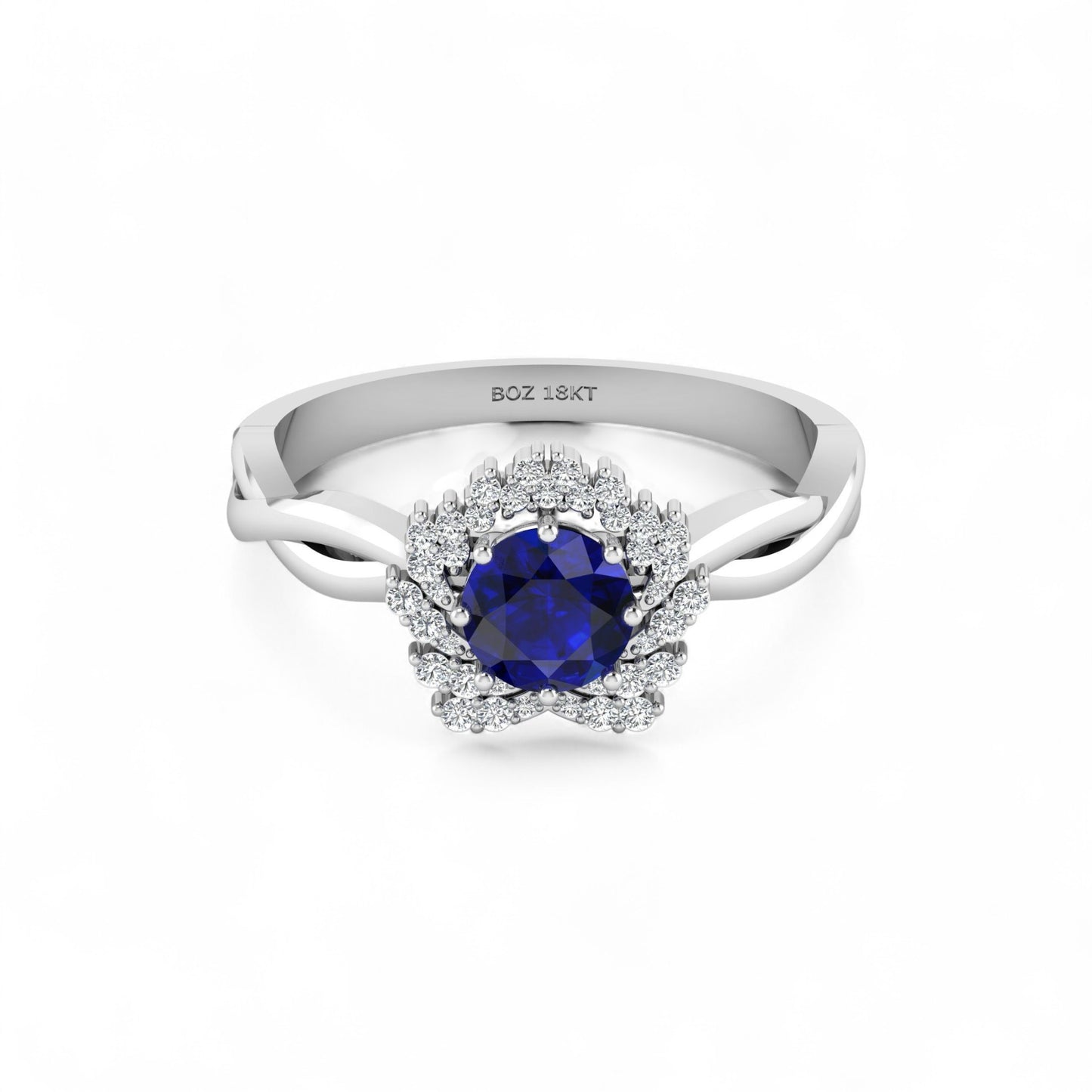BOZ Forever Natural Diamond Gemstone Engagement Ring in 18K Gold