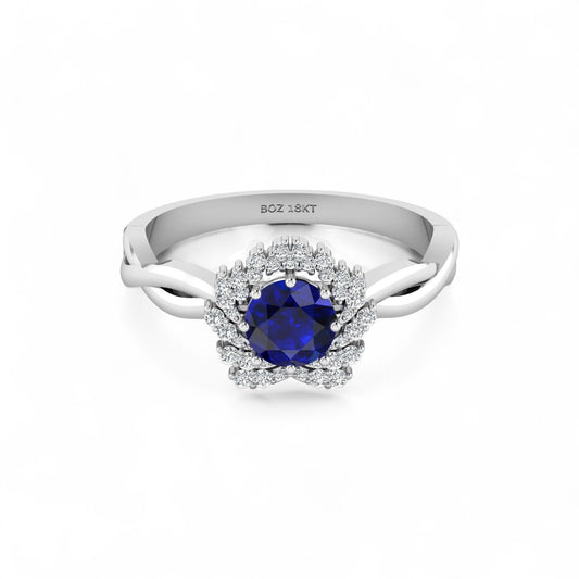 BOZ Forever Natural Diamond Gemstone Engagement Ring in 18K Gold