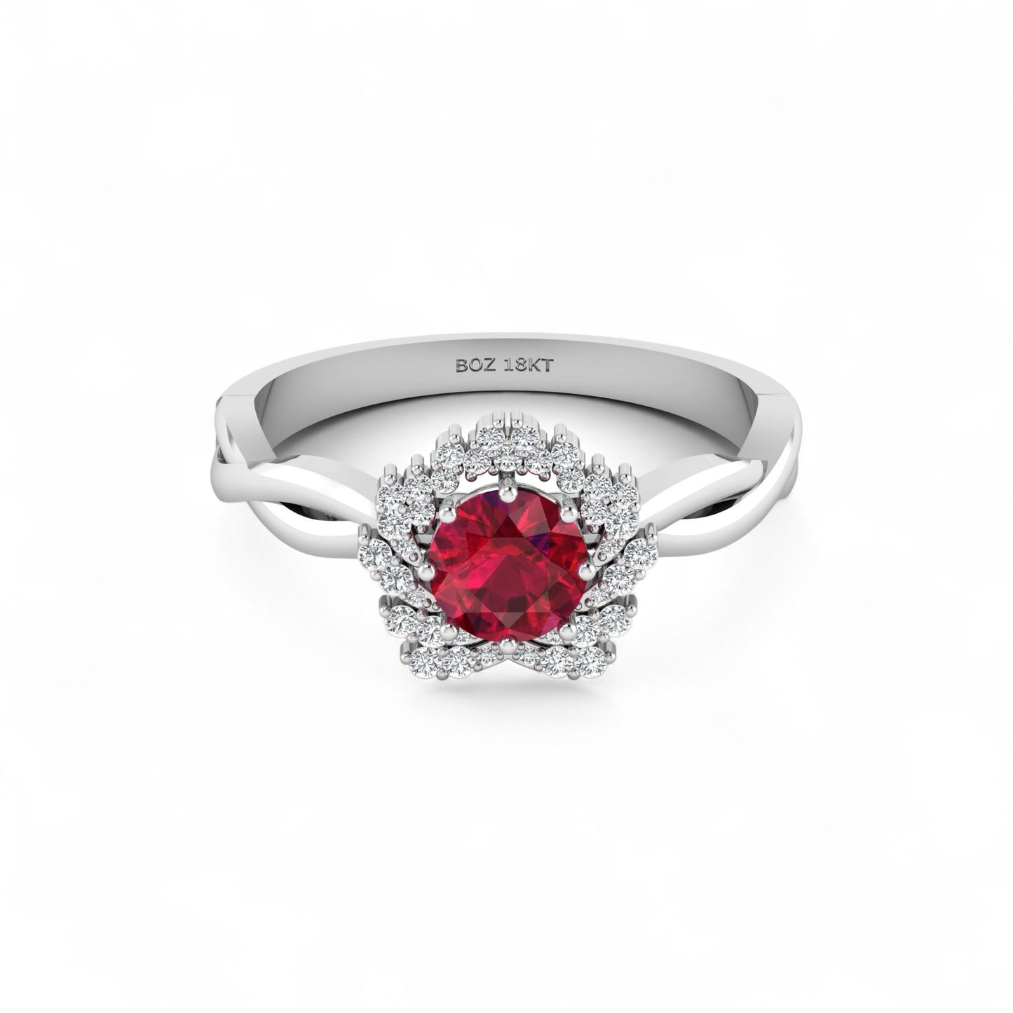 BOZ Forever Natural Diamond Gemstone Engagement Ring in 18K Gold
