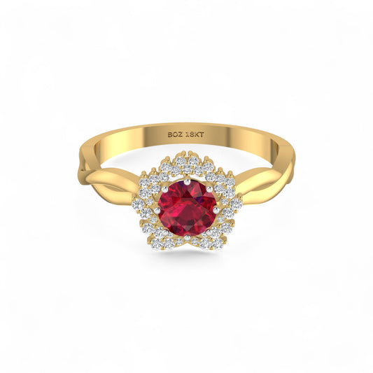 BOZ Forever Natural Diamond Gemstone Engagement Ring in 18K Gold