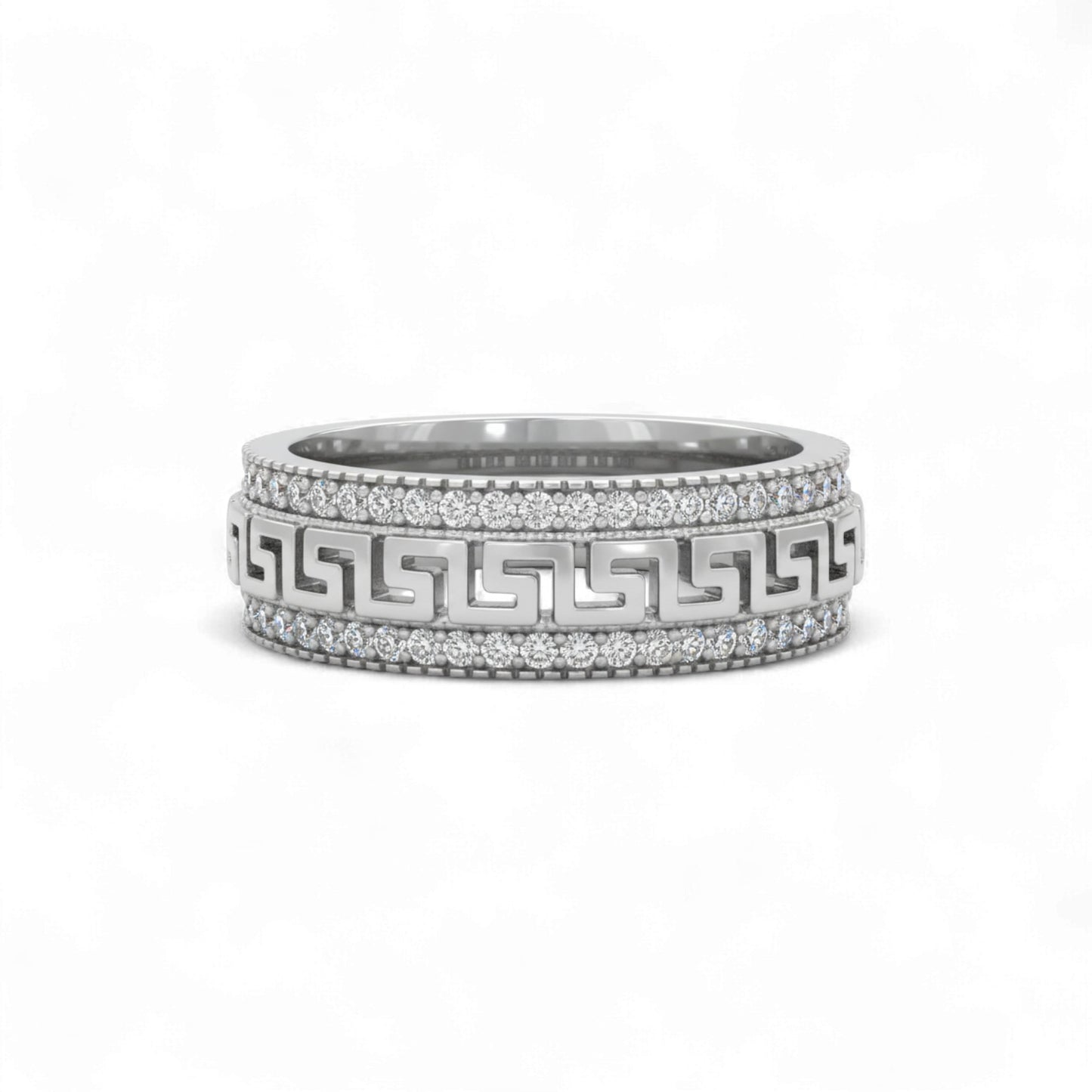 Greek Key CZ Titanium Band