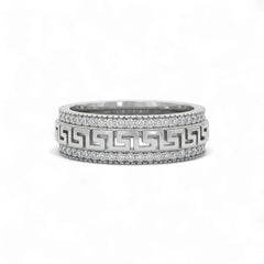 Greek Key CZ Titanium Band