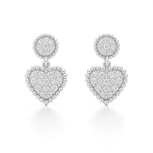 Ava Heart Drop Diamond Earring in 18K Gold