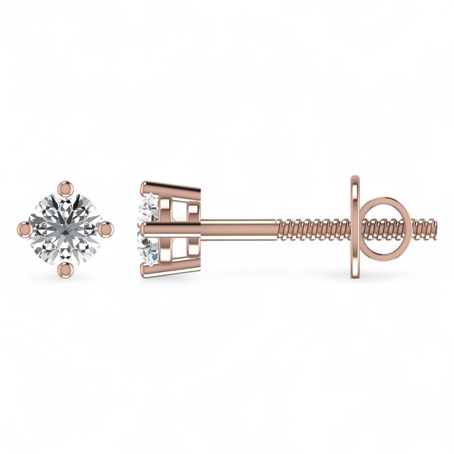 ICT Solitaire Lab Grown Diamond Studs in 18K Gold