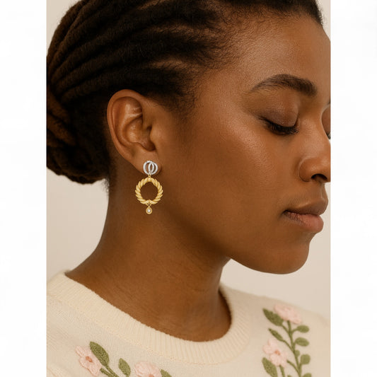 Infinity Heart Natural Diamonds Earrings in 18K Gold