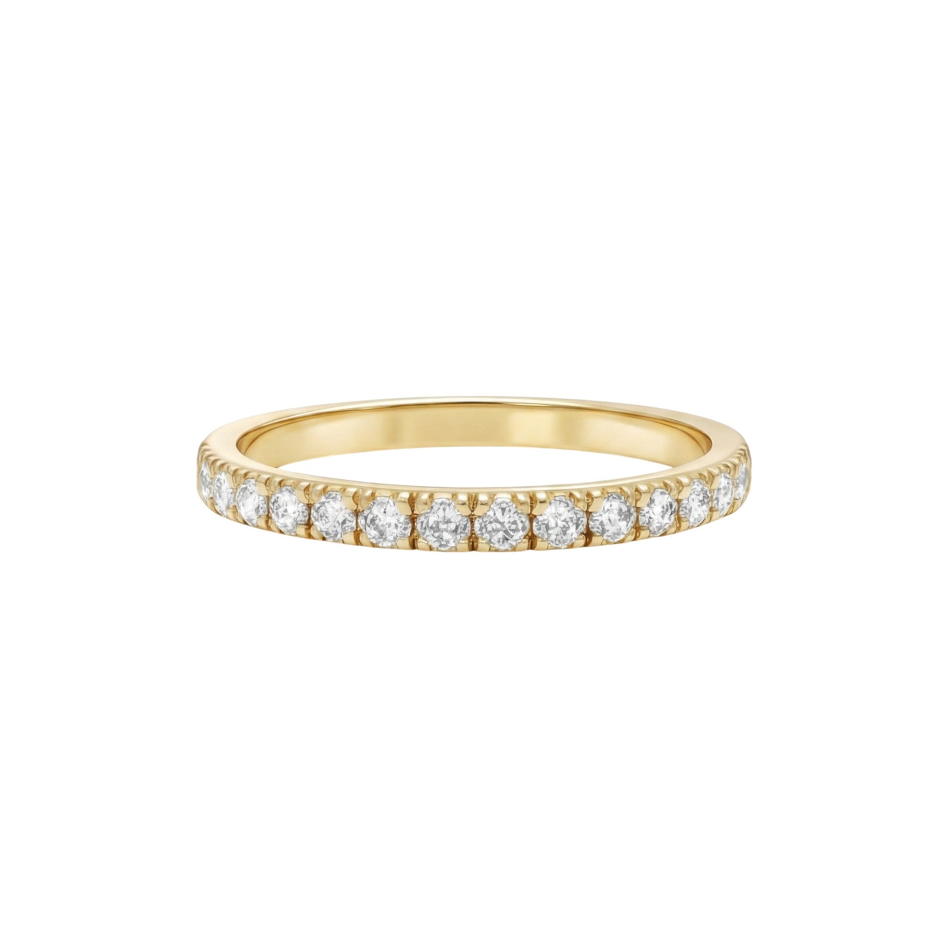 Gold ring with diamonds on a white background