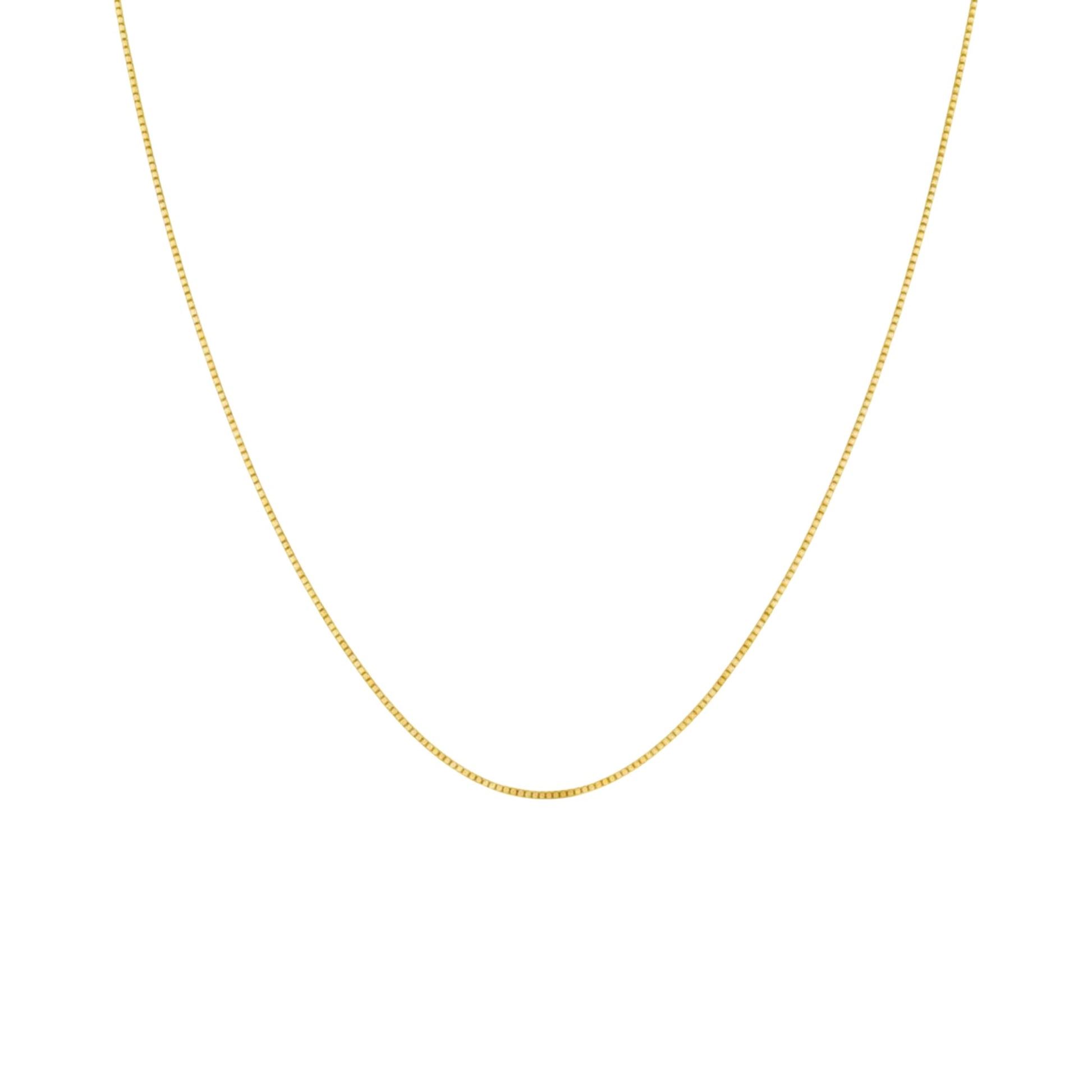 Gold chain necklace on a white background