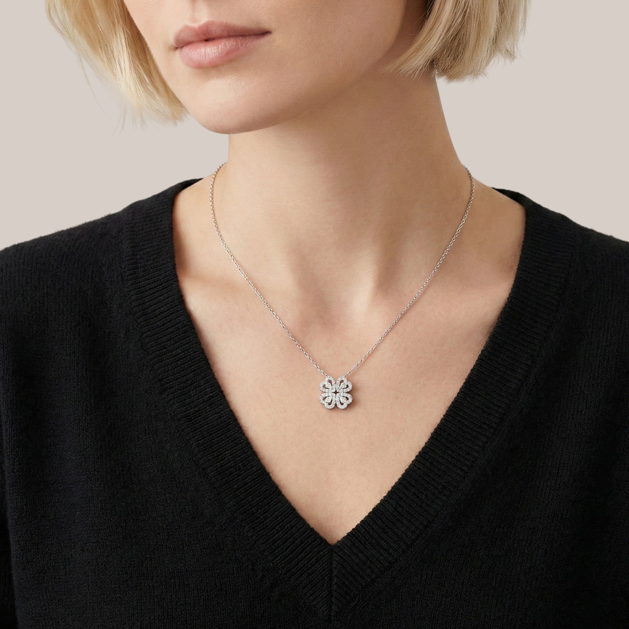 4Heart Clover Necklace in 925 Sterling Silver - Elegant & Symbolic