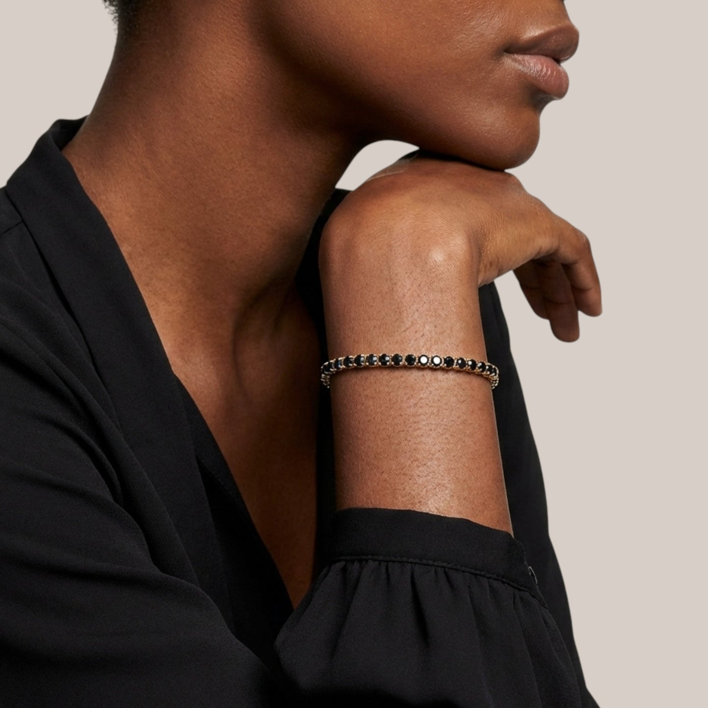 6.60 CT Black Moissanite Bracelet in 18KT Gold