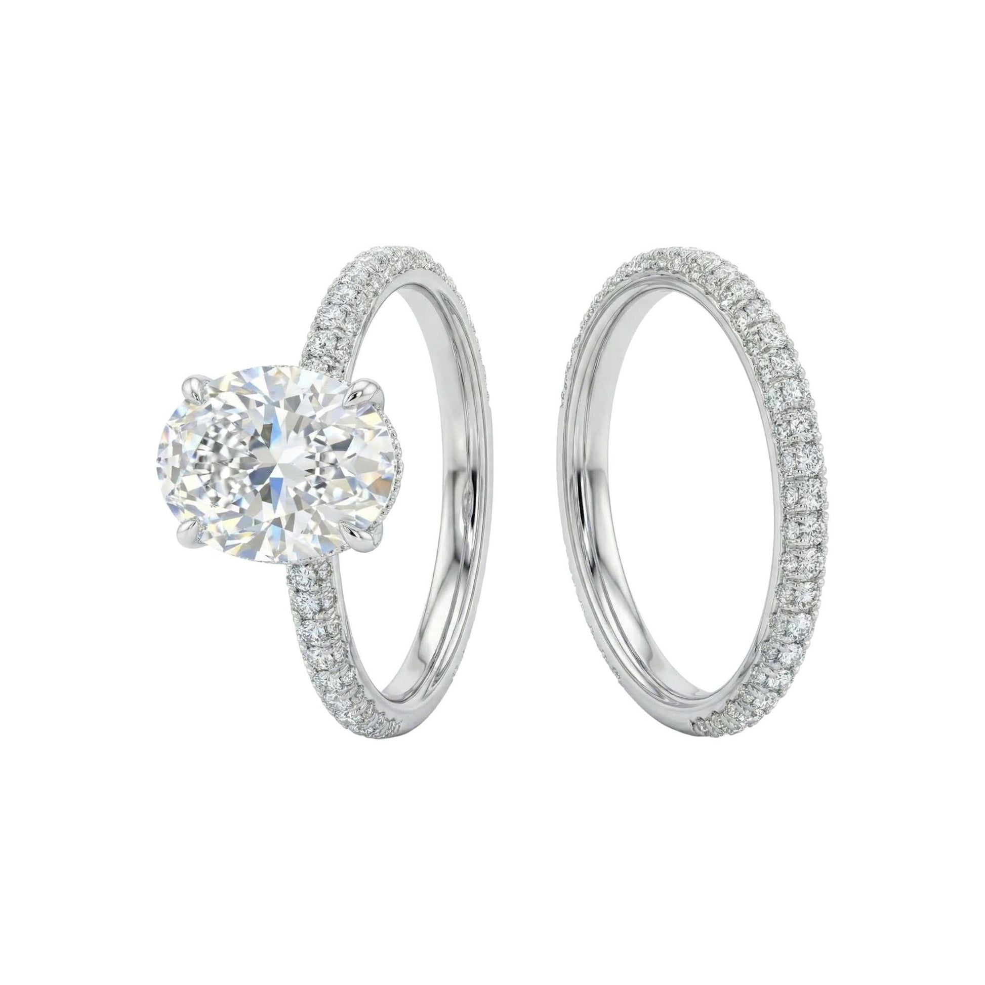 Diamond ring with a white gemstone on a white background