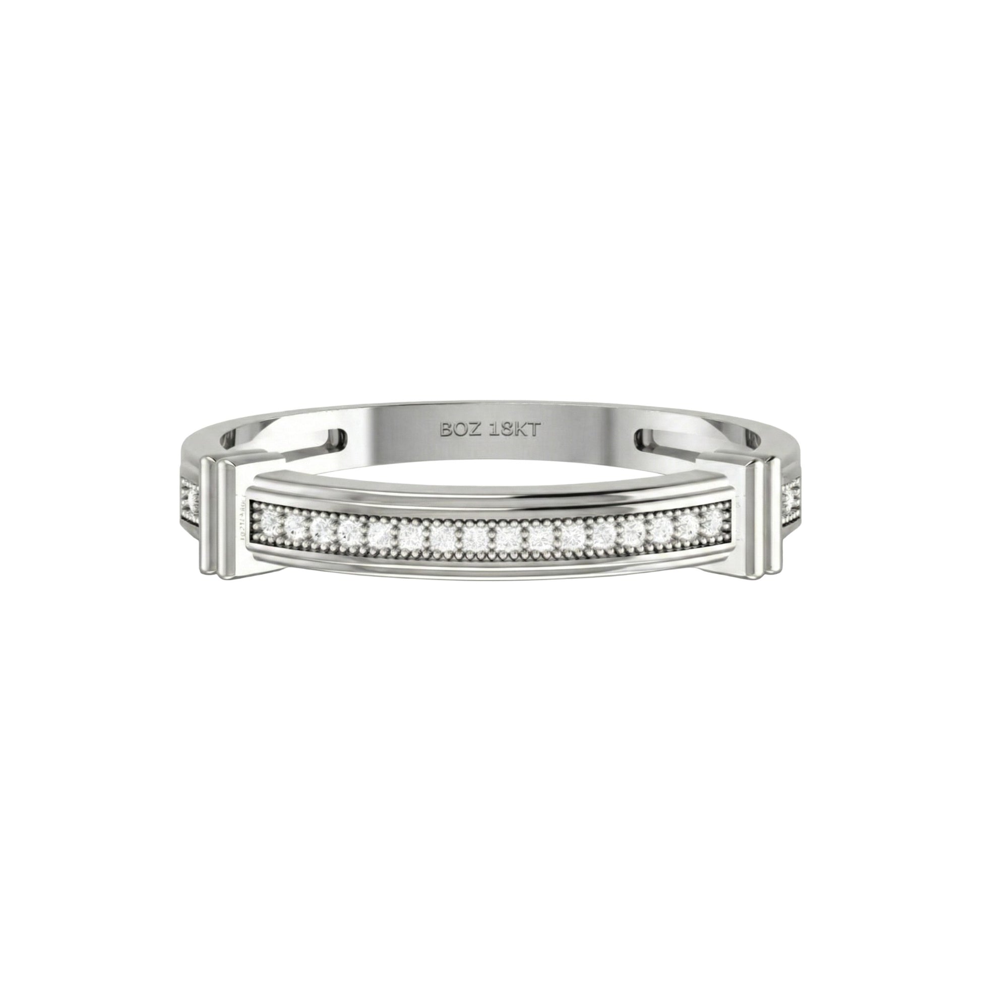 Silver bracelet with diamonds on a white background