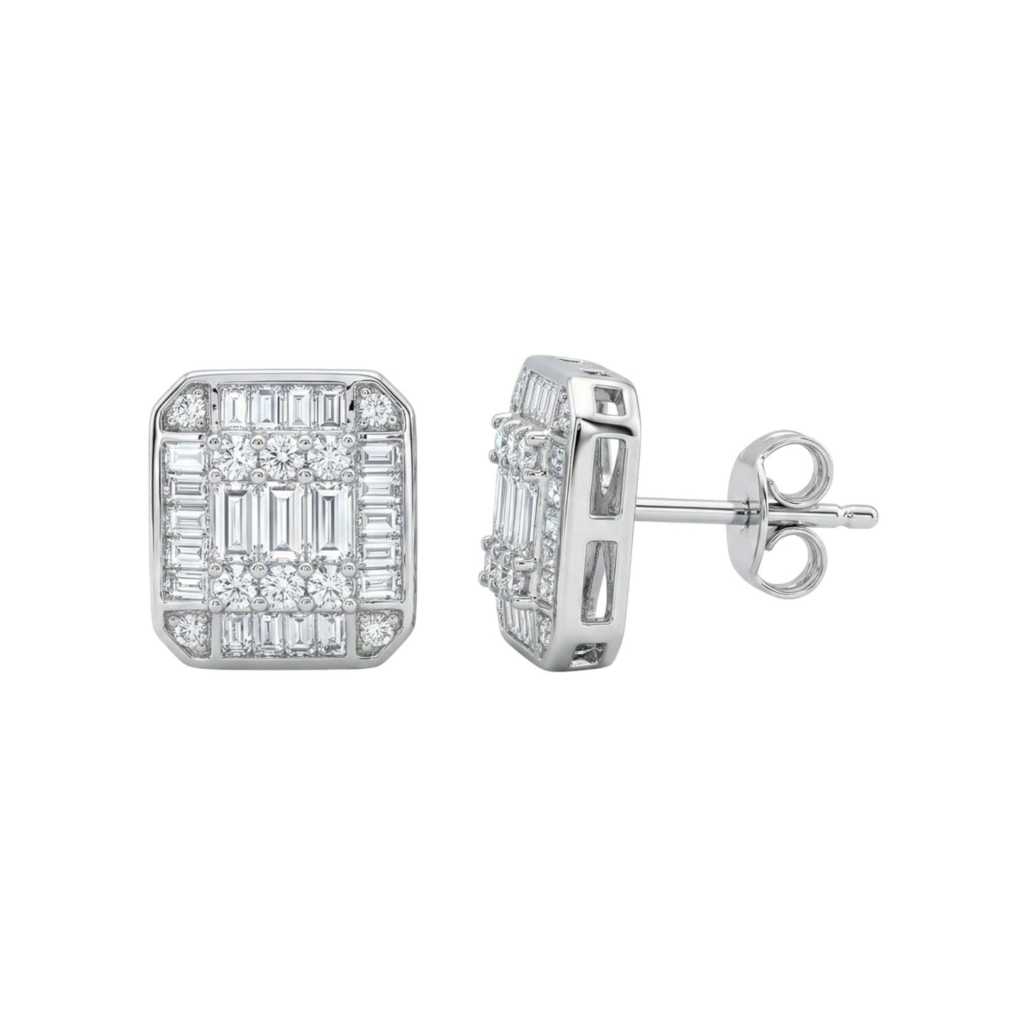 Diamond earrings on a white background