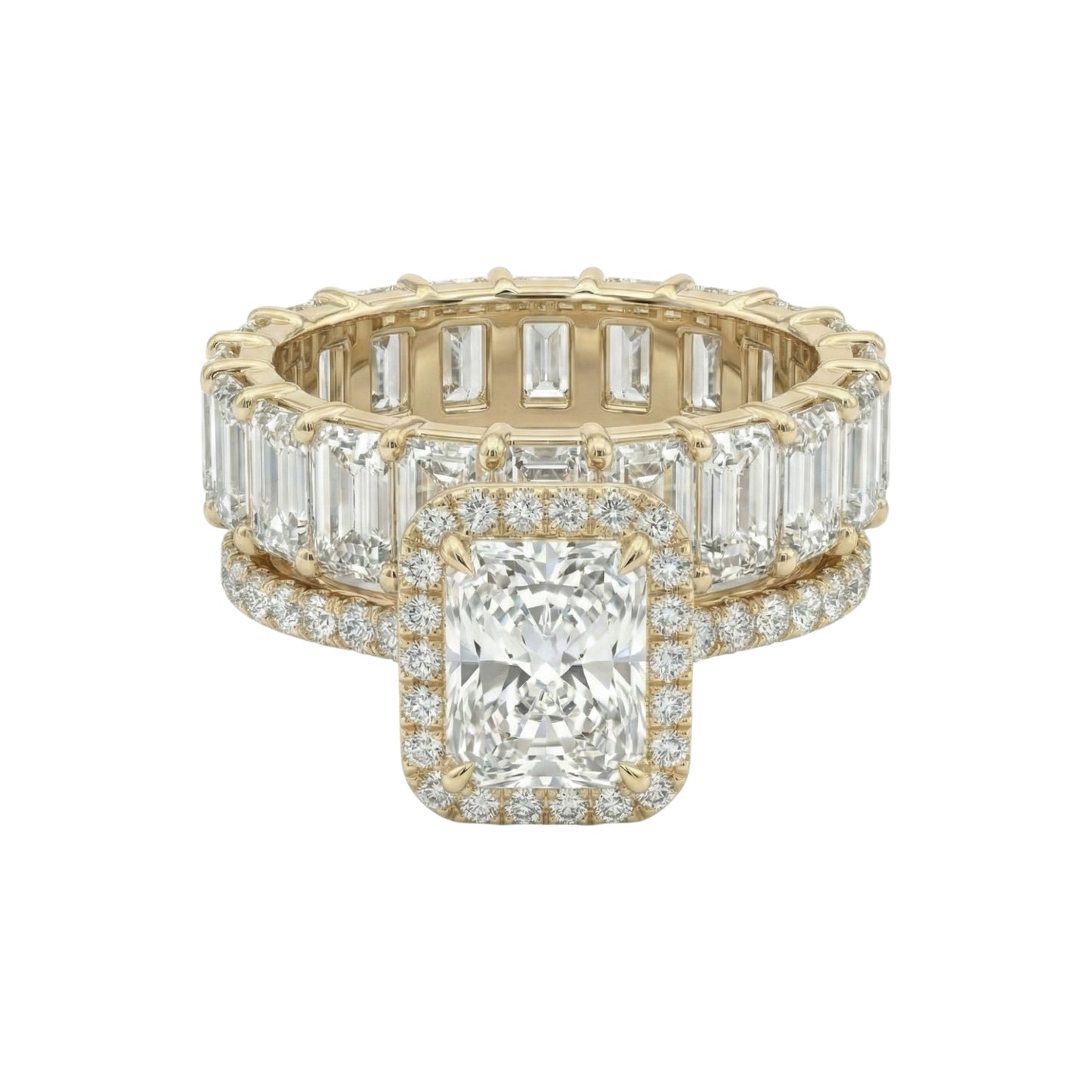 Christine Radiant Cut Lab Grown Diamonds Bride Set in 18KT Gold