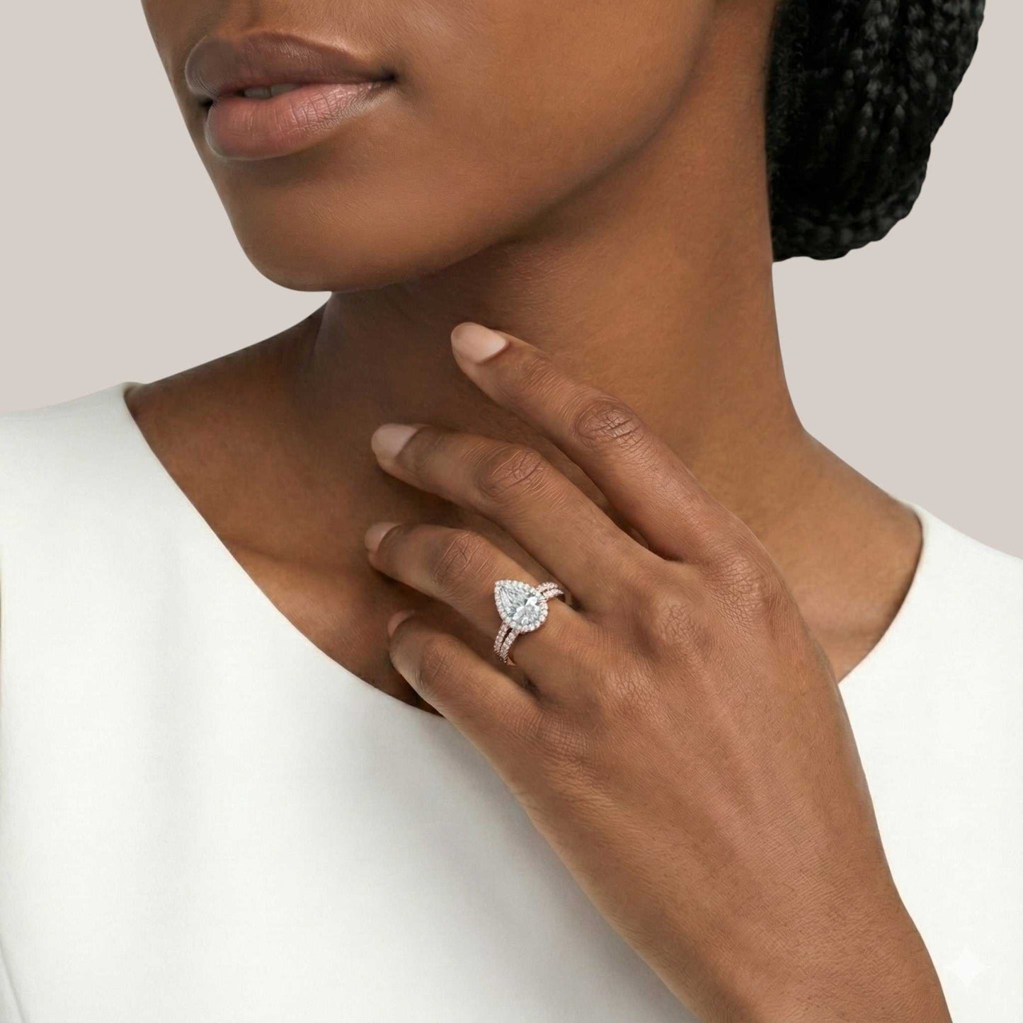 Classic Pear Cut Moissanite Bride Set in 18KT Gold