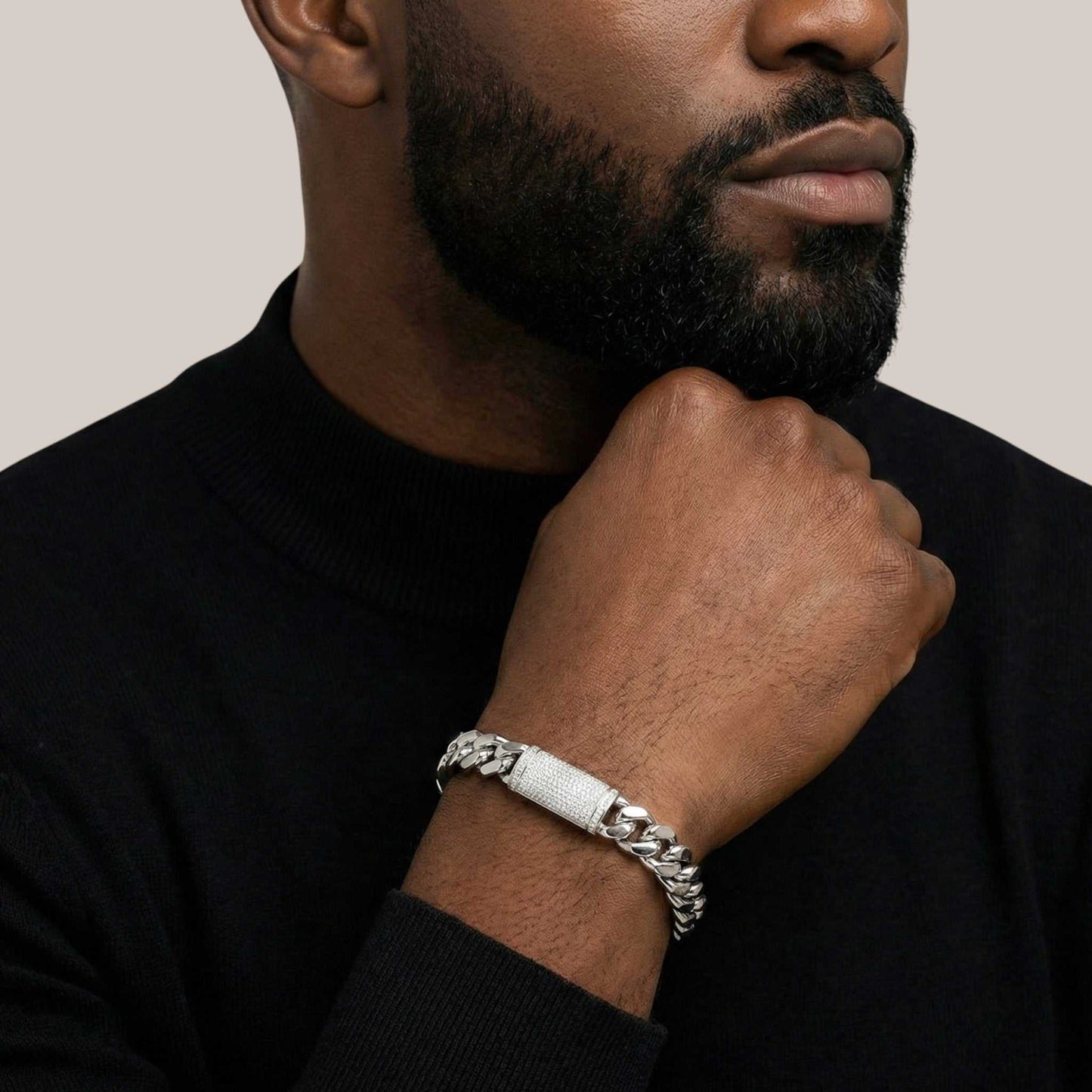 Cuban Link Moissanite Bracelet in 925 Sterling Silver