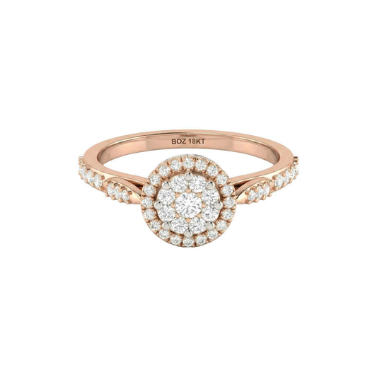 Daisy Natural Diamond engagement ring with round-cut diamonds in 18KT gold band