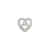 Silver heart-shaped pendant with a central gemstone on a white background
