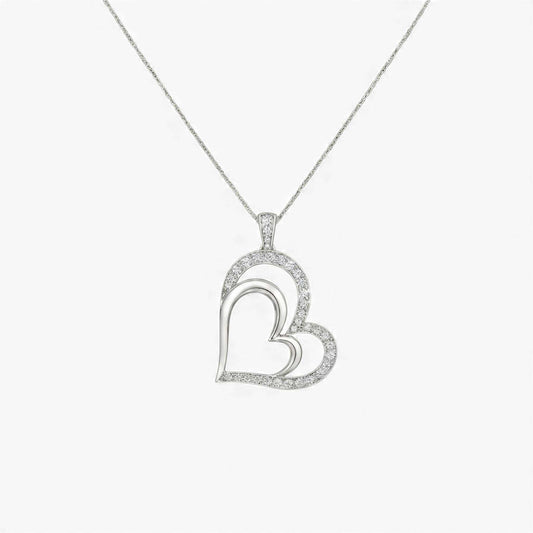 Graceful Heart Diamond Necklace in 18KT gold with natural diamonds and heart-shaped pendant