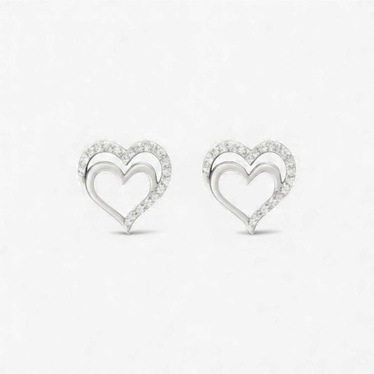 Graceful Heart Studs 18KT gold heart-shaped diamond stud earrings with round brilliant VVS FG diamonds