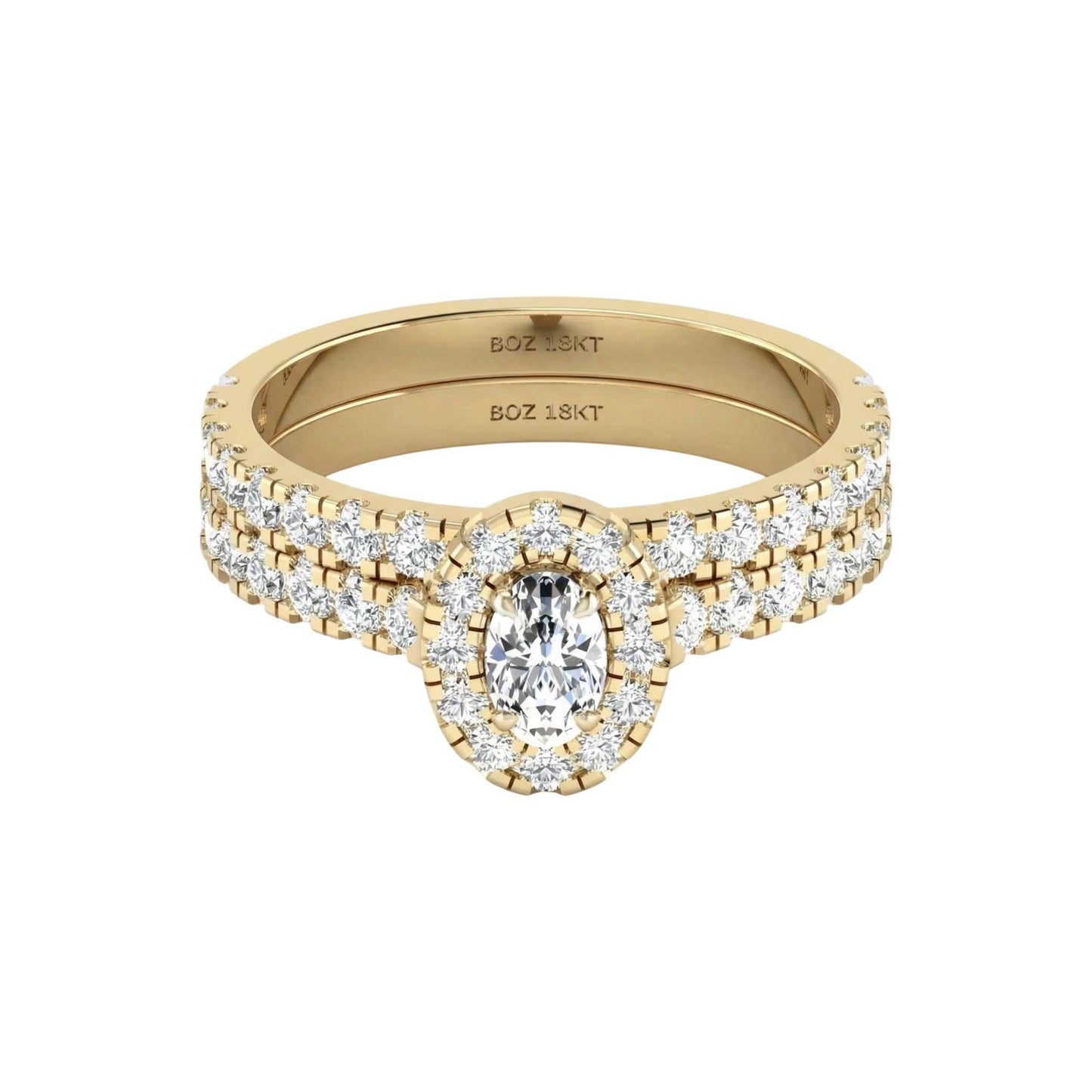 Heiress Oval Cut Natural Diamond Bride Set in 18KT Gold