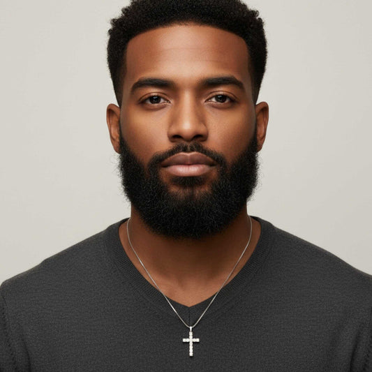 Island Moissanite Cross Pendant in 925 Sterling Silver