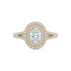 Kylie Oval Cut Moissanite engagement ring with diamond halo and pavé 18KT gold band