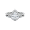 Laila Pear Cut CZ Bridal Set featuring pear-shaped cubic zirconia and pavé wedding band in 18KT gold