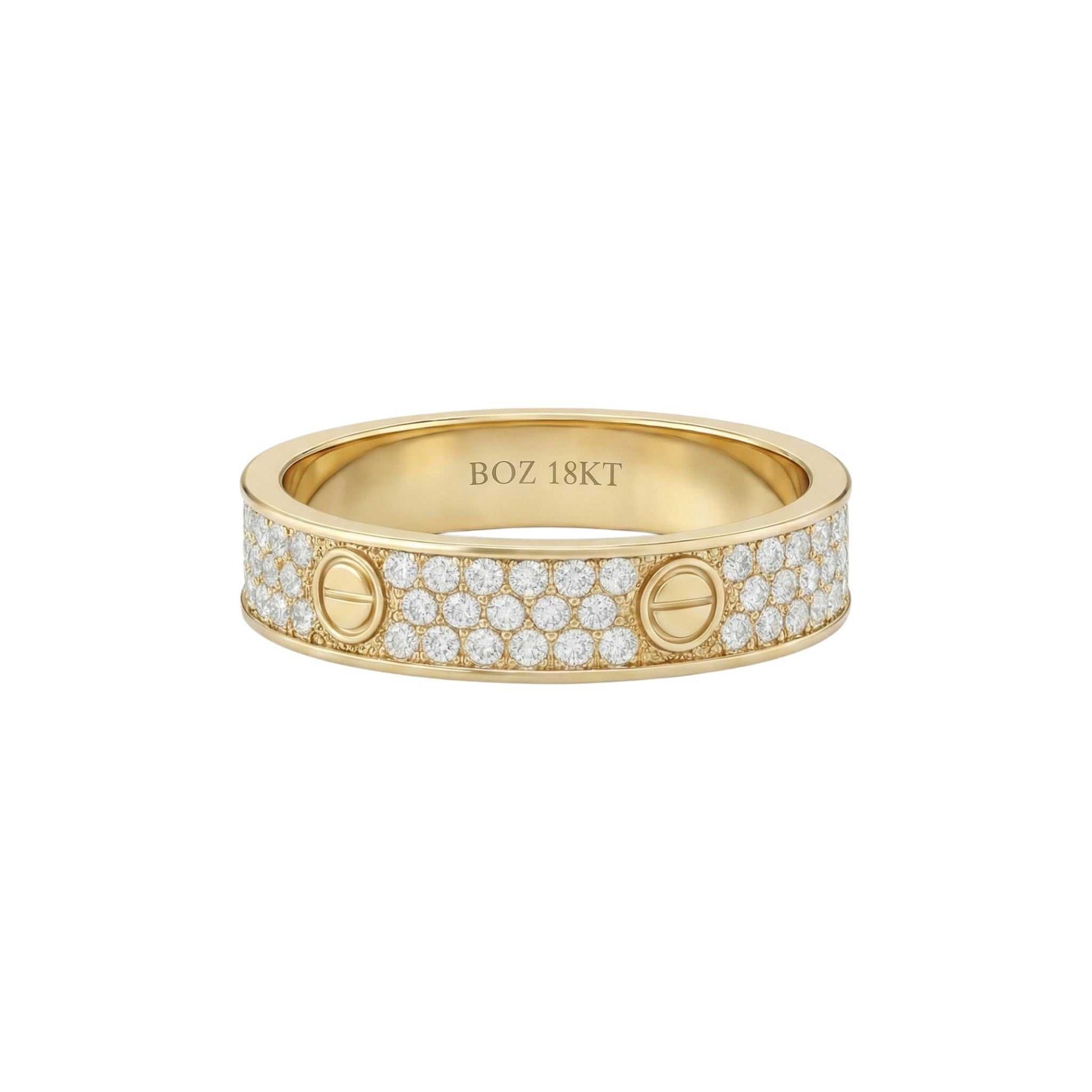 Love Inspired 6mm Natural Diamond Band in 18KT Gold with round brilliant diamonds and modern design
