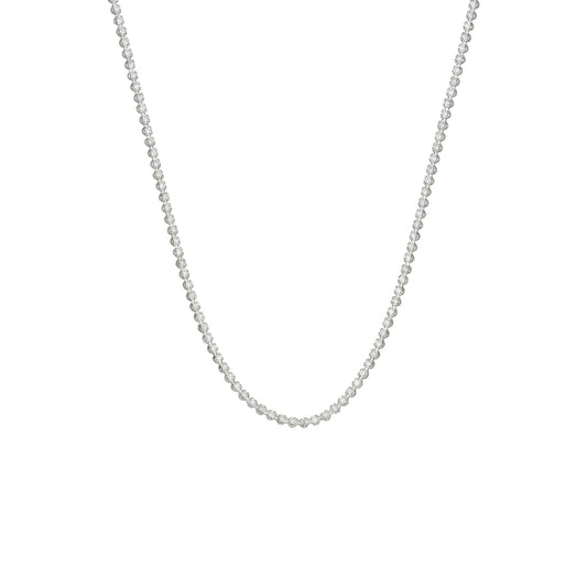 Silver chain necklace on a white background
