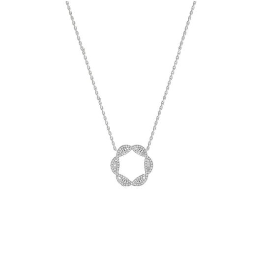 Marise Moissanite Necklace with circular pendant of VVS1 D moissanite stones in 925 sterling silver chain
