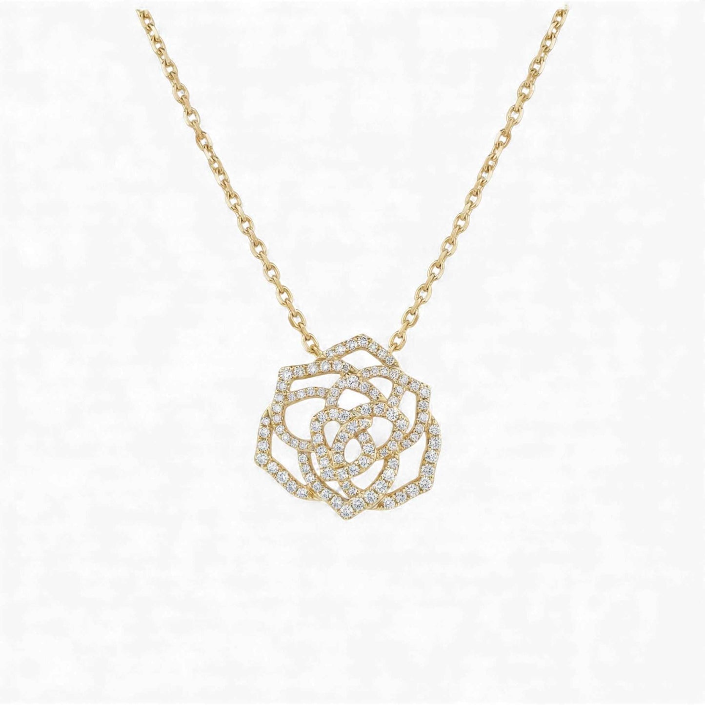 Maureen Floral Diamond Necklace in 18KT gold with natural diamond floral pendant