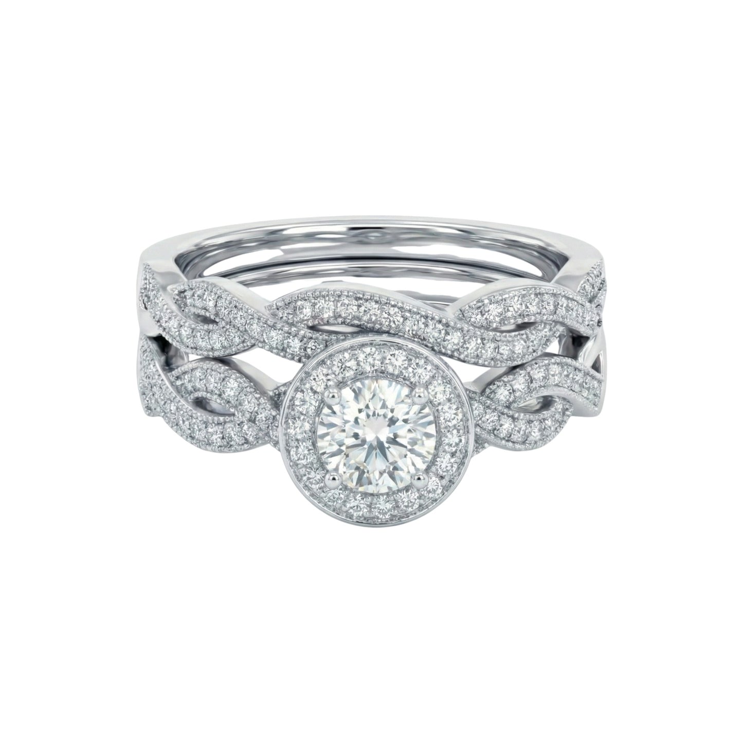 Diamond ring set on a white background