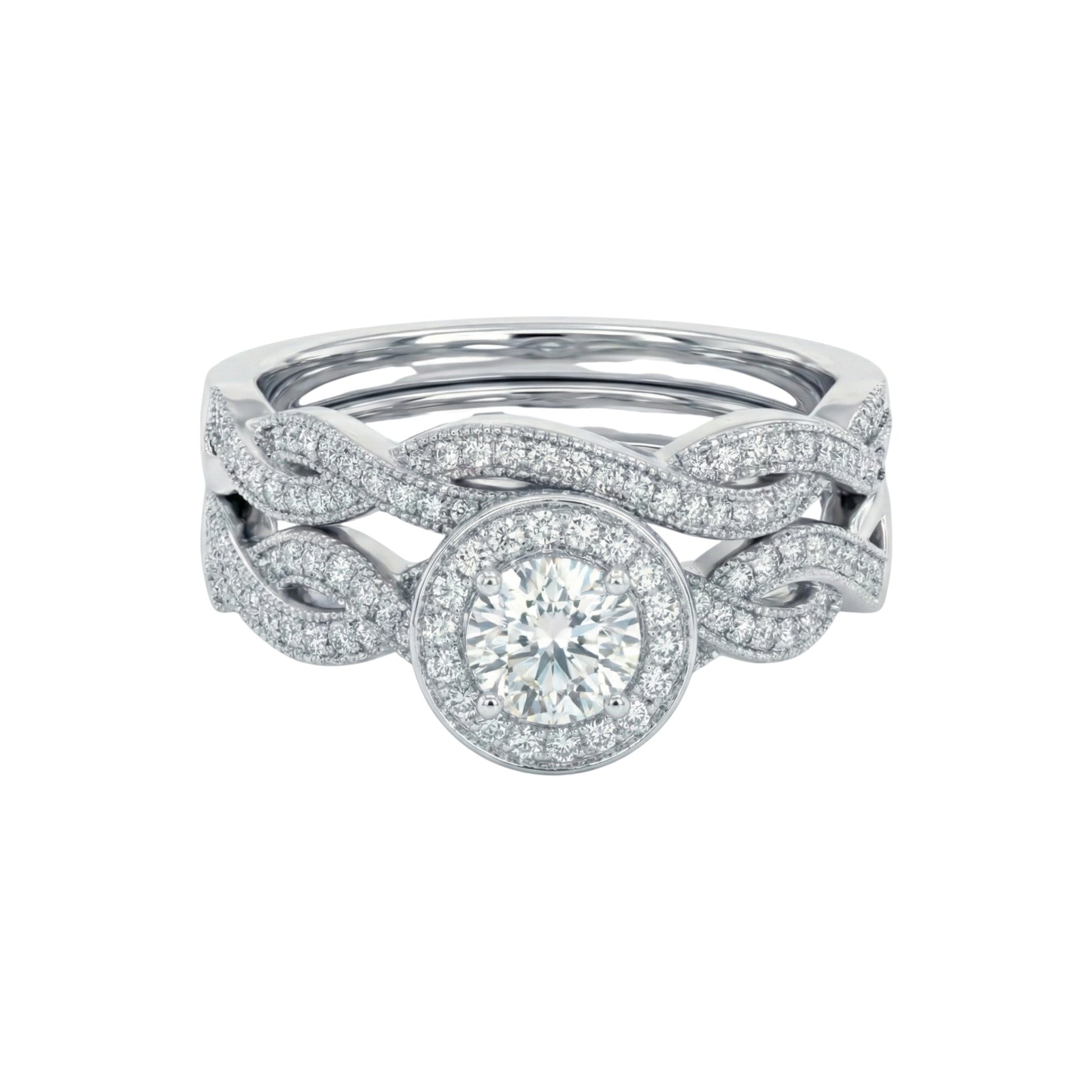 Diamond ring set on a white background