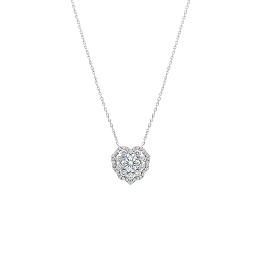 Moon Heart Moissanite Necklace in 925 Sterling Silver
