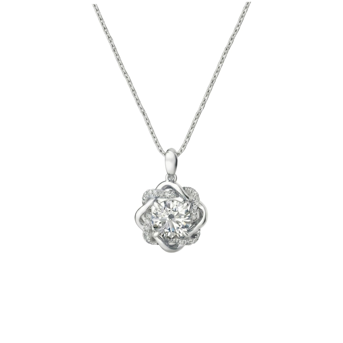 Moonstone Moissanite Necklace in 925 Sterling Silver
