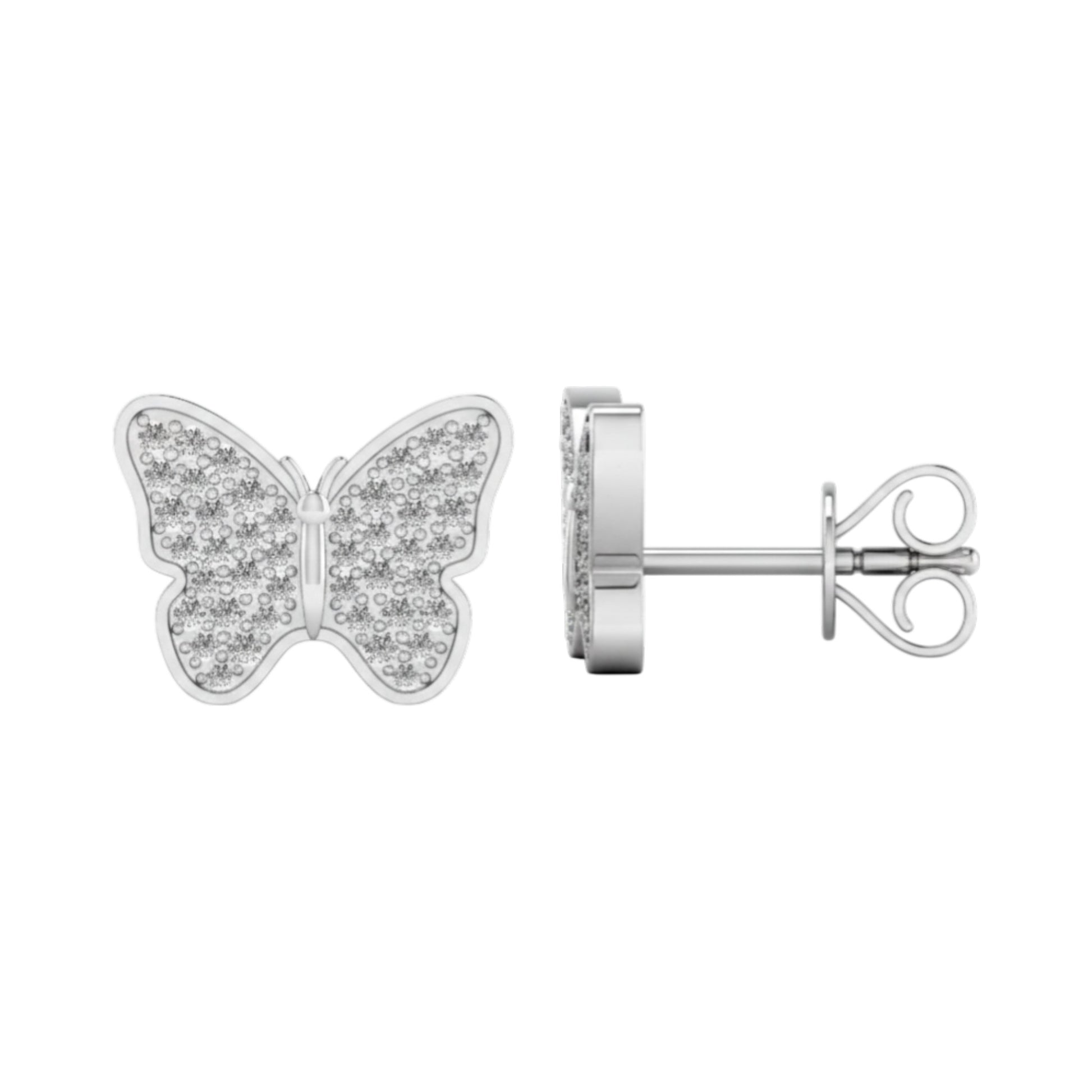 Butterfly-shaped earrings on a white background
