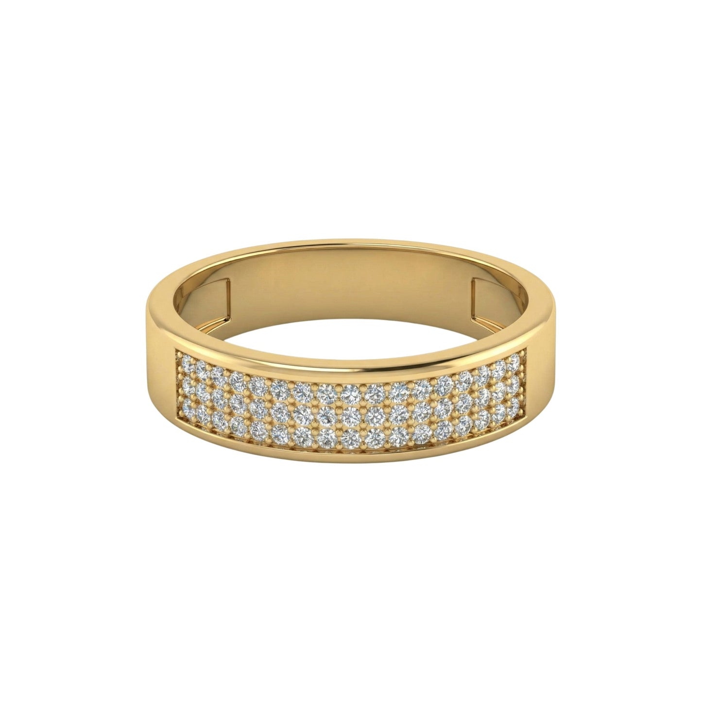 Omoni Pave Natural Diamond Band in 10KT gold with multiple rows of natural pavé diamonds and polished finish