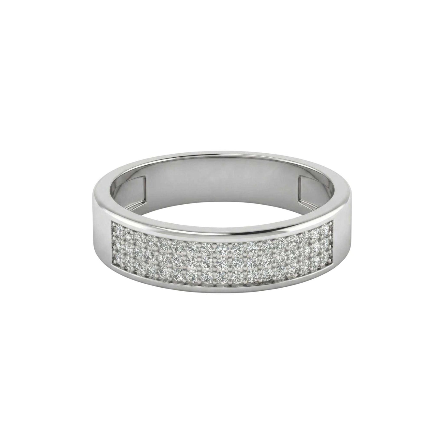 Omoni Pave Natural Diamond Band in 18KT gold with rectangular pavé diamond design