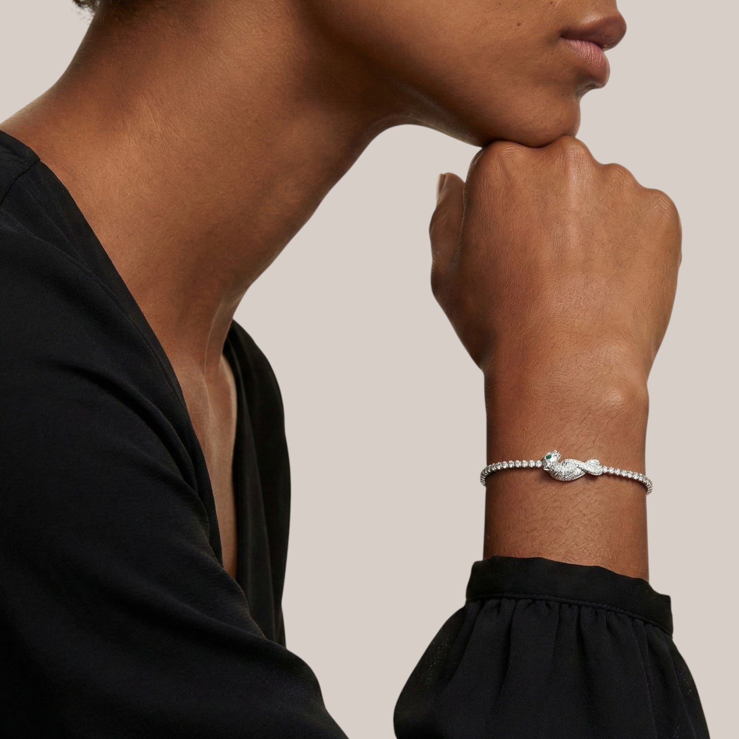 Panther Motif Diamond Bracelet in 18KT Gold