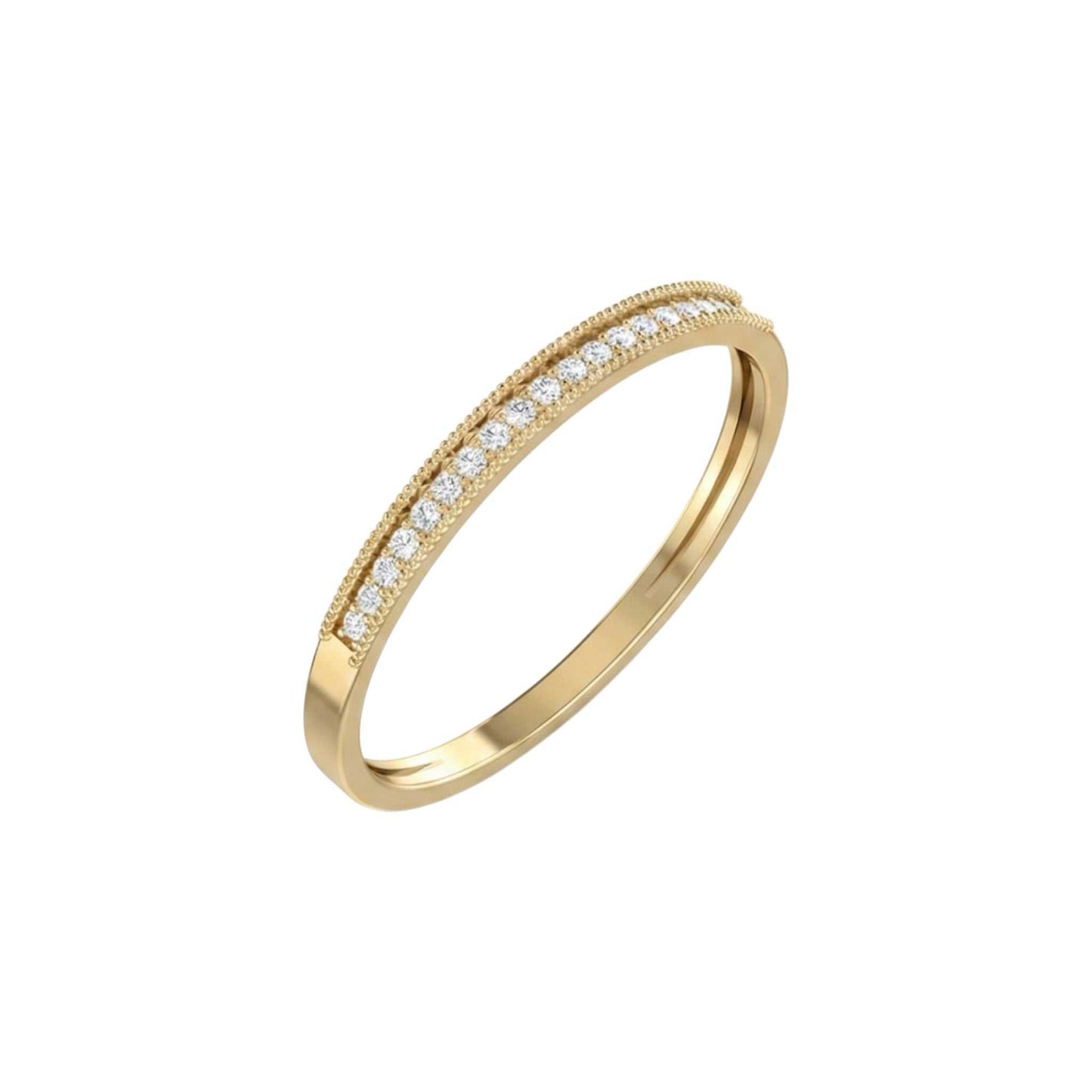 Pearl Milgrain Natural Diamond Band in 18KT Gold