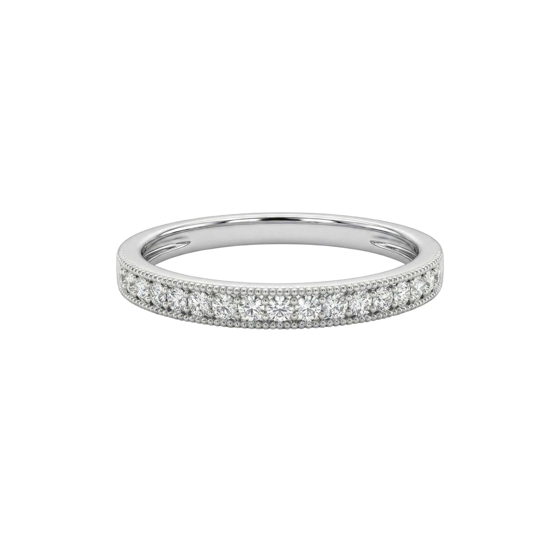 Pearl Milgrain Diamond Band in 10KT gold with milgrain detailing and sparkling diamonds