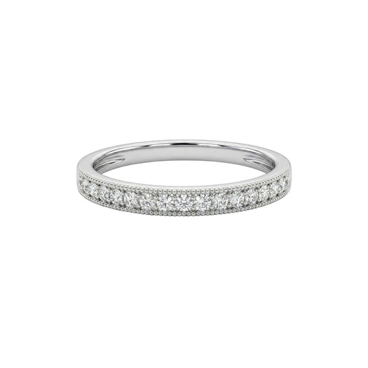 Pearl Milgrain Diamond Band in 10KT gold with milgrain detailing and sparkling diamonds